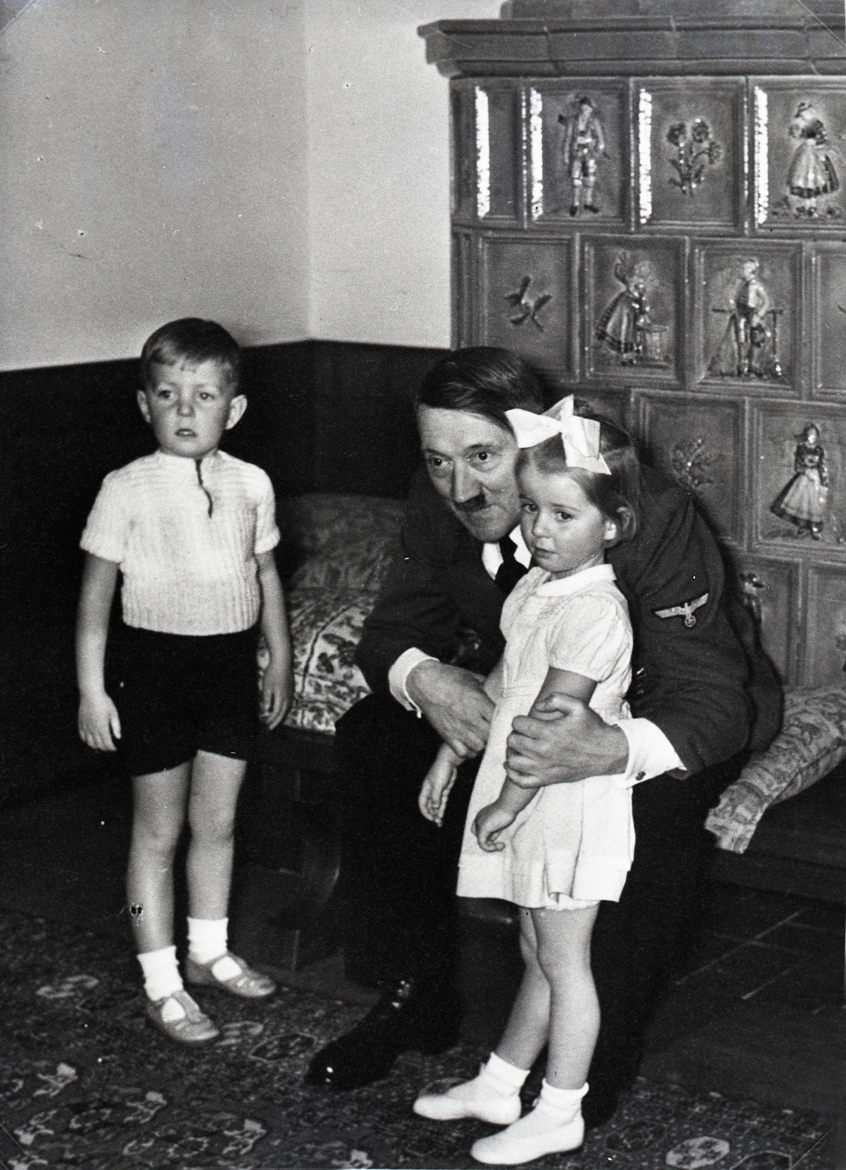 Adolf Hitler with the Speer and Bormann children, from Eva Braun's albums